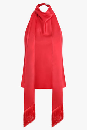 NINA RICCI RTW Halterneck Top With Scarf Neck | Vivid Red