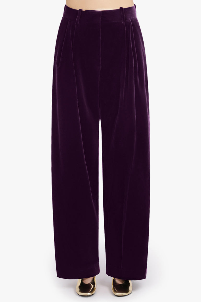 NINA RICCI RTW High Waist Velvet Pant | Purple
