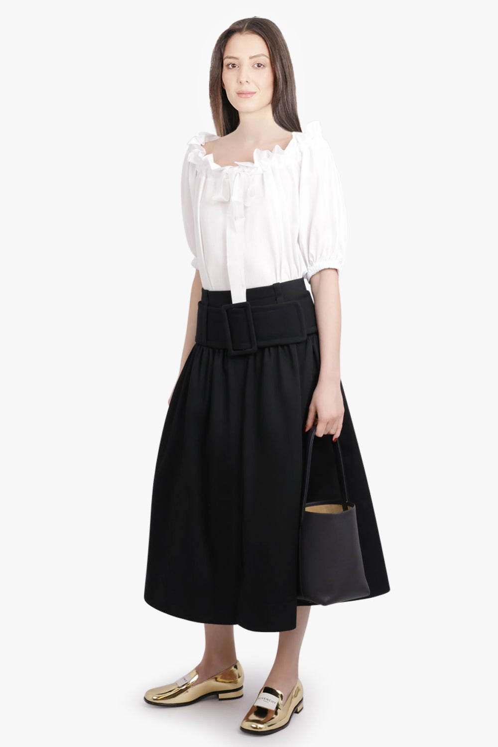 PATOU RTW Iconic S/S Tie Neck Blouse | White