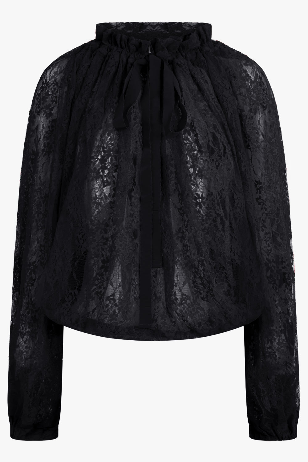 PATOU RTW Iconic Tie Neck Lace Blouse | Black