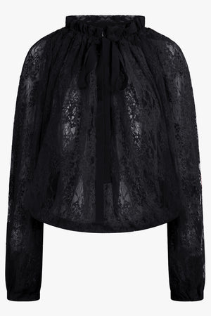 PATOU RTW Iconic Tie Neck Lace Blouse | Black