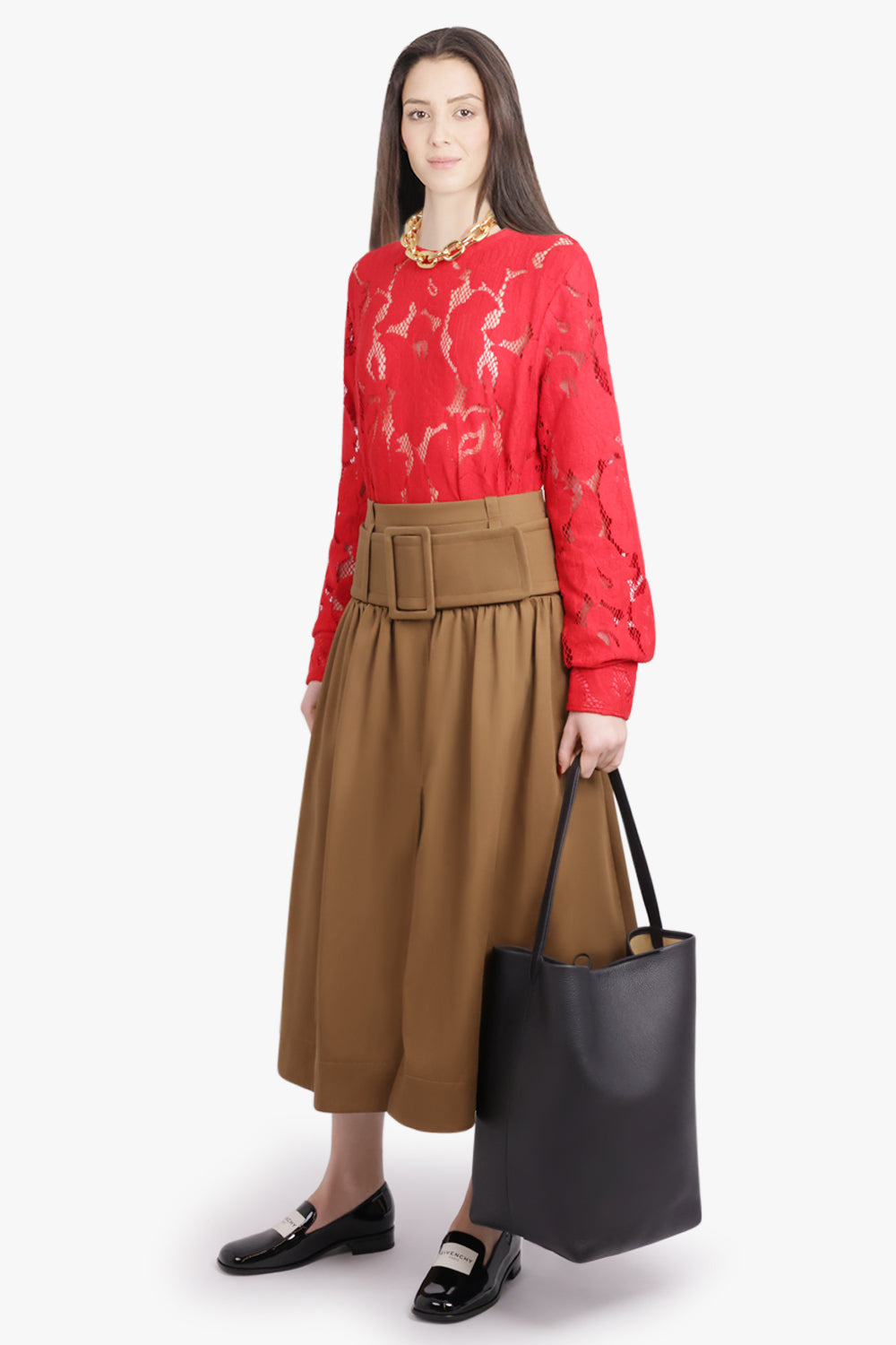 PATOU RTW Lace Barrel Sleeve Top | Babylone Red