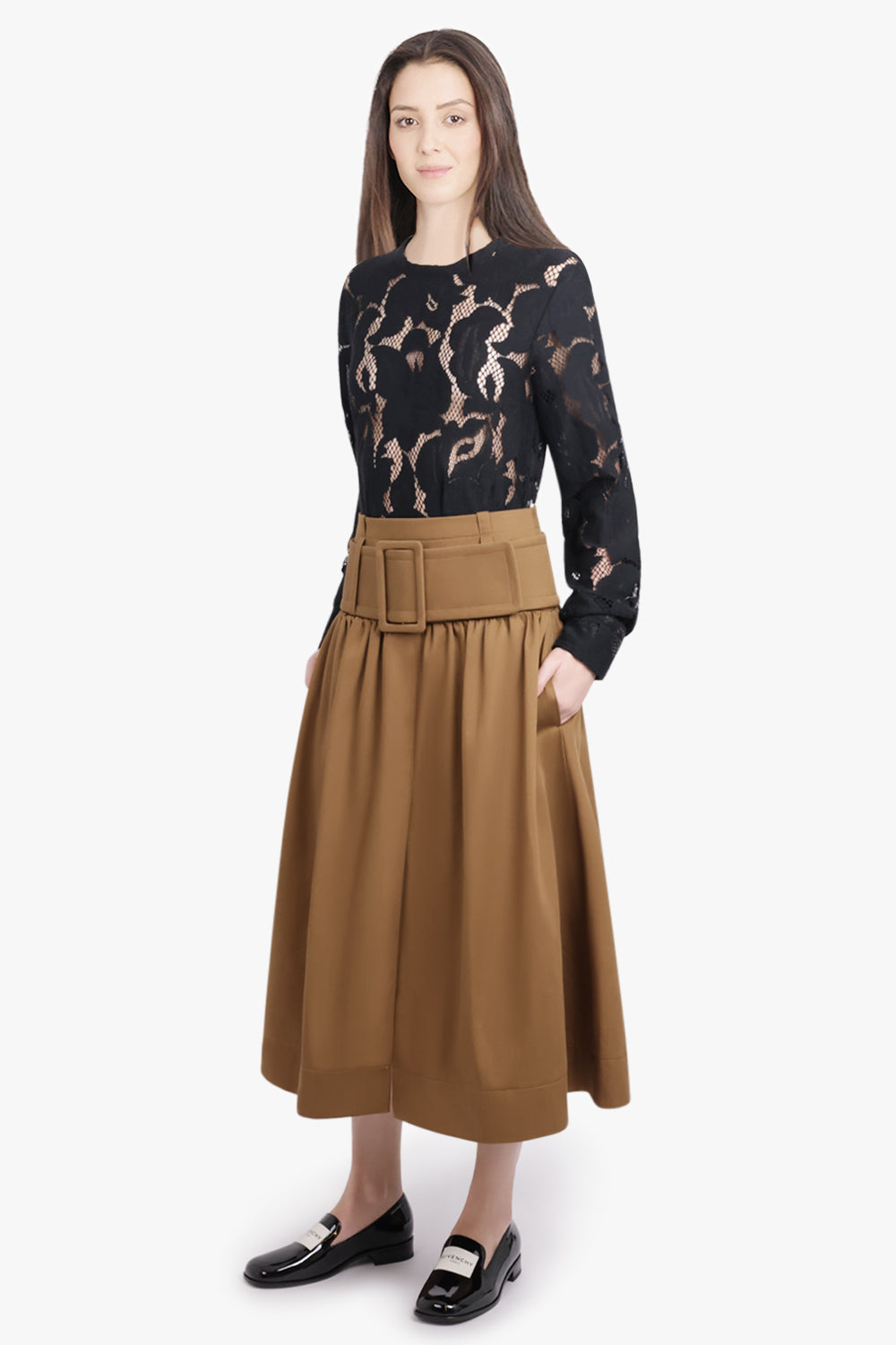 PATOU RTW Lace Barrel Sleeve Top | Black