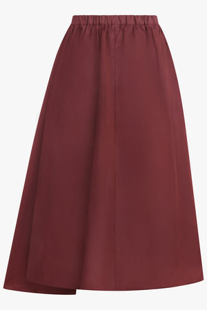 PATOU RTW Asymmetric Volume Midi Skirt | Burgundy