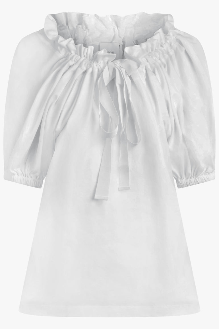 PATOU RTW Iconic S/S Tie Neck Blouse | White