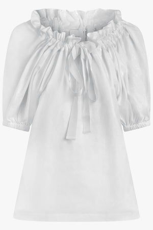 PATOU RTW Iconic S/S Tie Neck Blouse | White