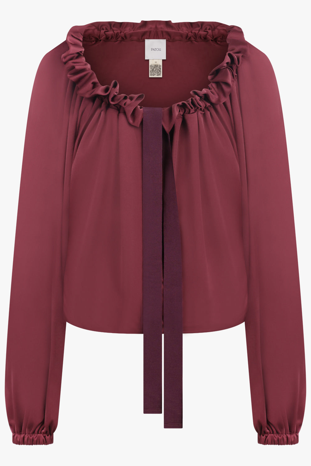 PATOU RTW Iconic Tie Neck Blouse | Burgundy