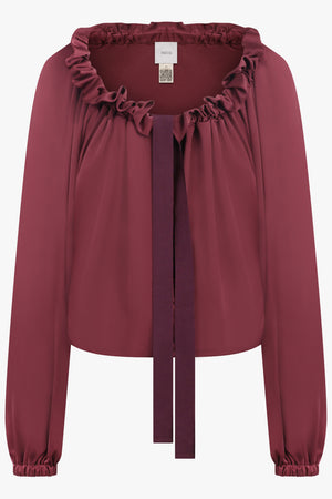 PATOU RTW Iconic Tie Neck Blouse | Burgundy