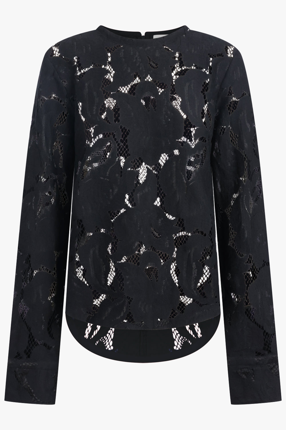 PATOU RTW Lace Barrel Sleeve Top | Black