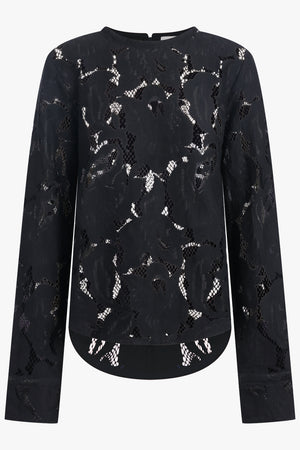 PATOU RTW Lace Barrel Sleeve Top | Black