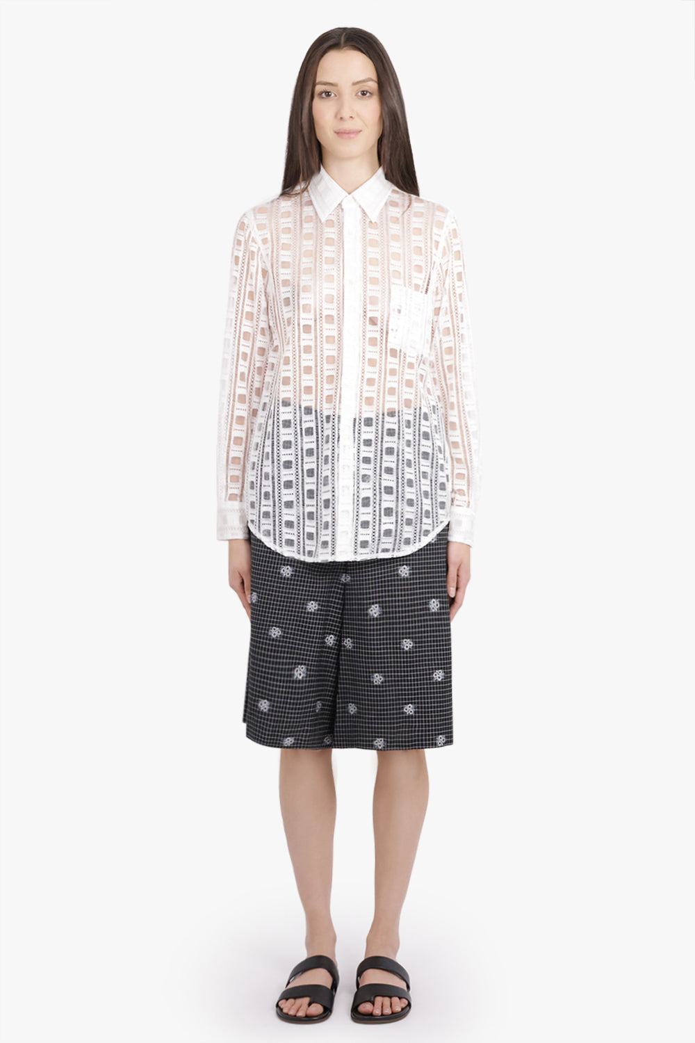Pocket Detail Lace L/S Shirt | Off White – Parlour X