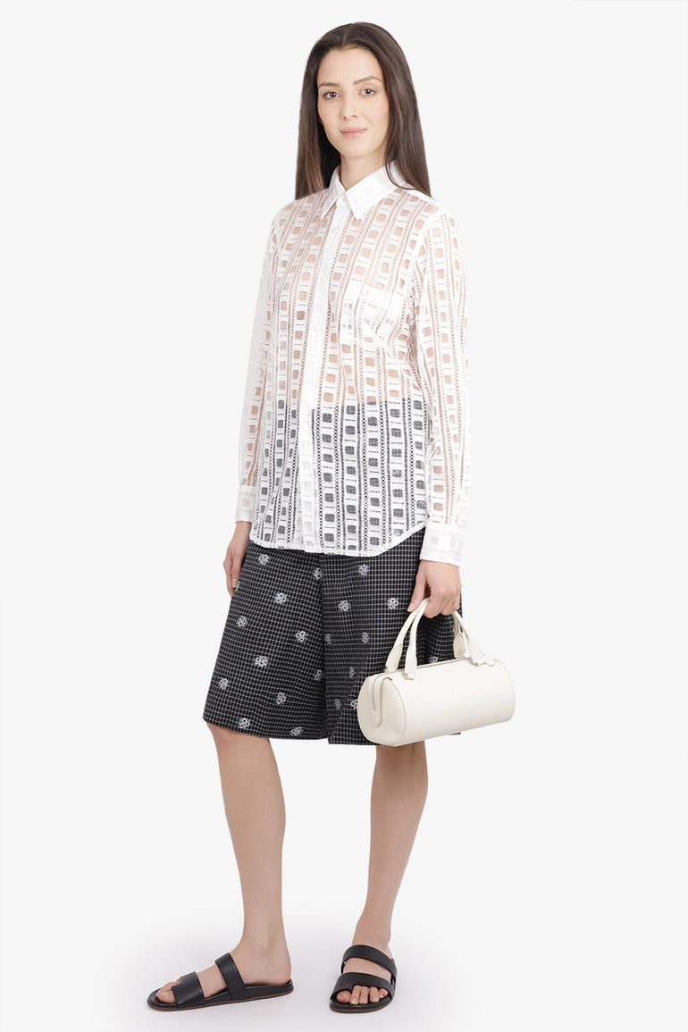 COMME DES GARCONS HOMME PLUS RTW Check Print Short With Flower Embellishment | Black/White