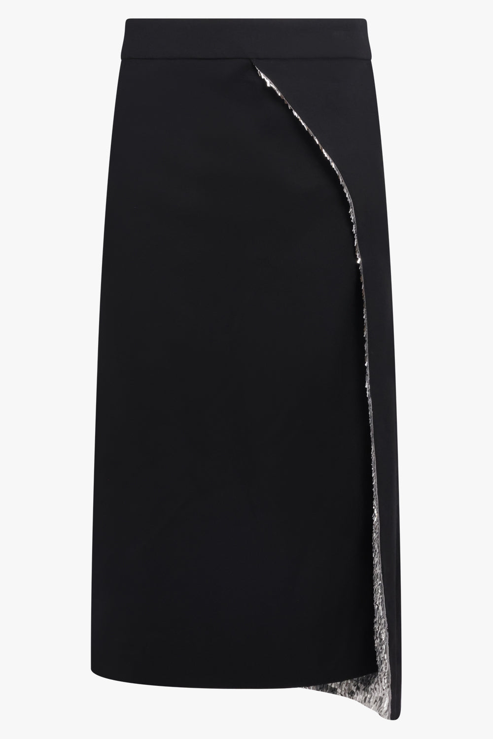 RABANNE RTW Contrast Zip Asymmetric Panel Skirt | Black/Silver