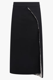 RABANNE RTW Contrast Zip Asymmetric Panel Skirt | Black/Silver
