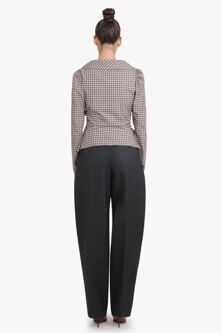 VIVIENNE WESTWOOD RTW Monday Check Print L/S Button Shirt | Brown/Off White