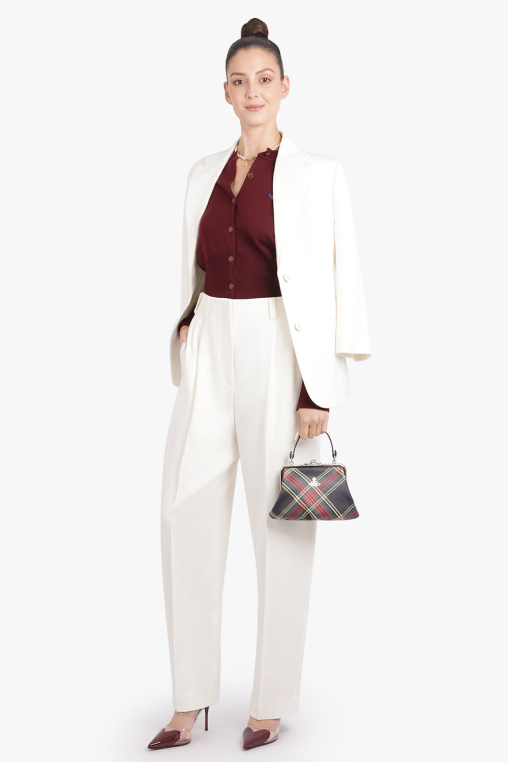 VIVIENNE WESTWOOD RTW Eli Balloon Shoulder Knit Cardigan | Brick Red