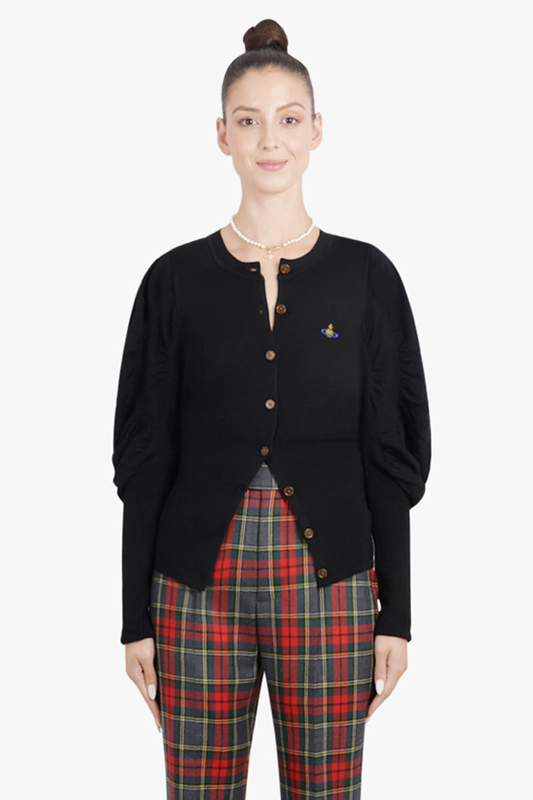 VIVIENNE WESTWOOD RTW Eli Balloon Shoulder Knit Cardigan | Black