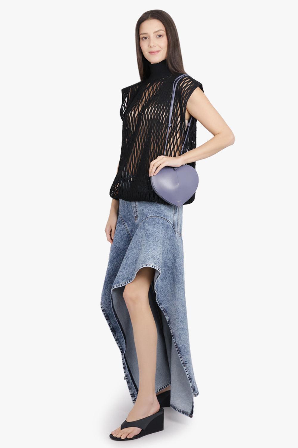 ALAIA RTW Ruffle Layer Denim Jean | Snow Blue