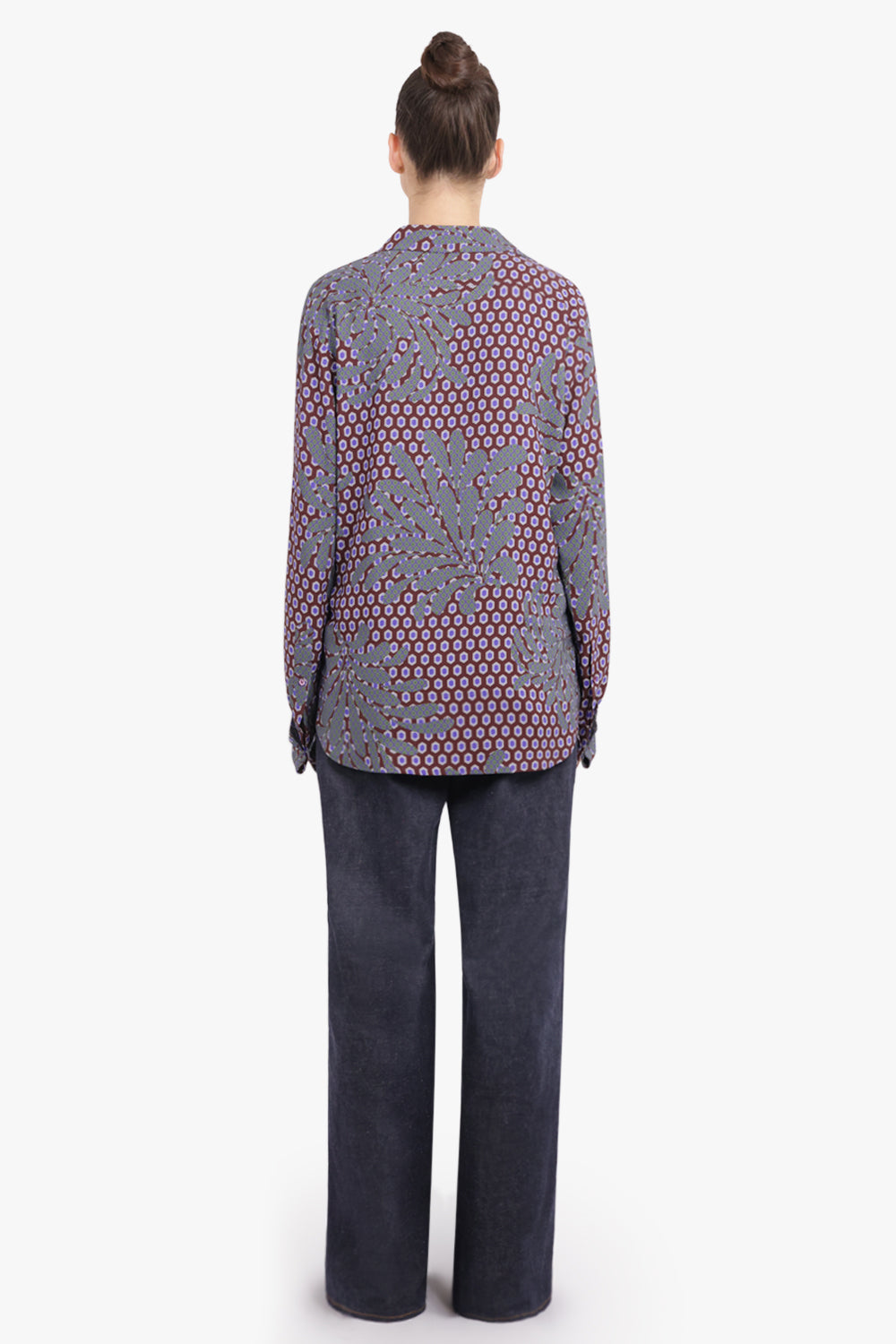 DRIES VAN NOTEN RTW Celindra Floral Motif L\S Shirt | Purple/Blue