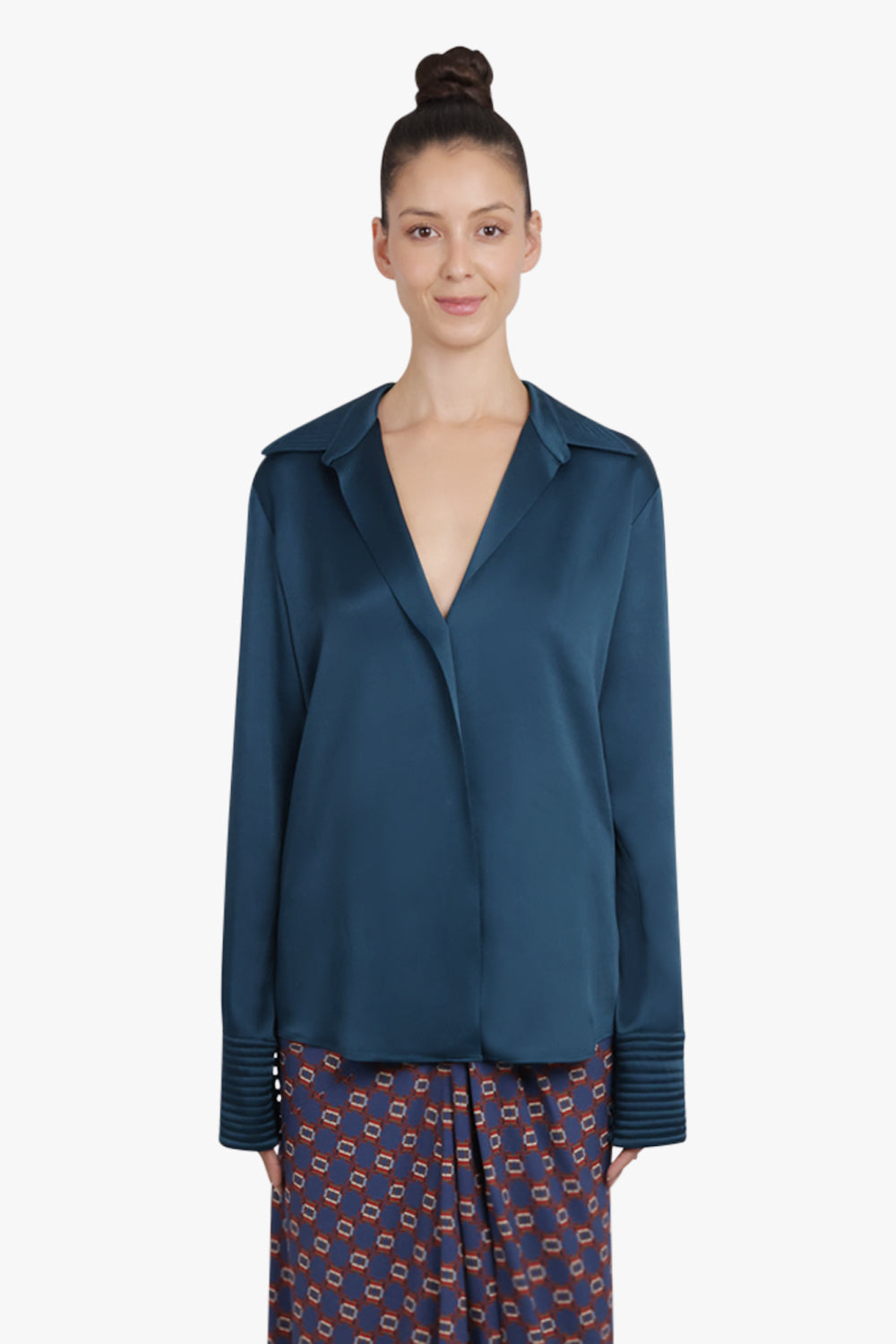DRIES VAN NOTEN RTW Celinta Fluid L/S Shirt | Petrol Bue