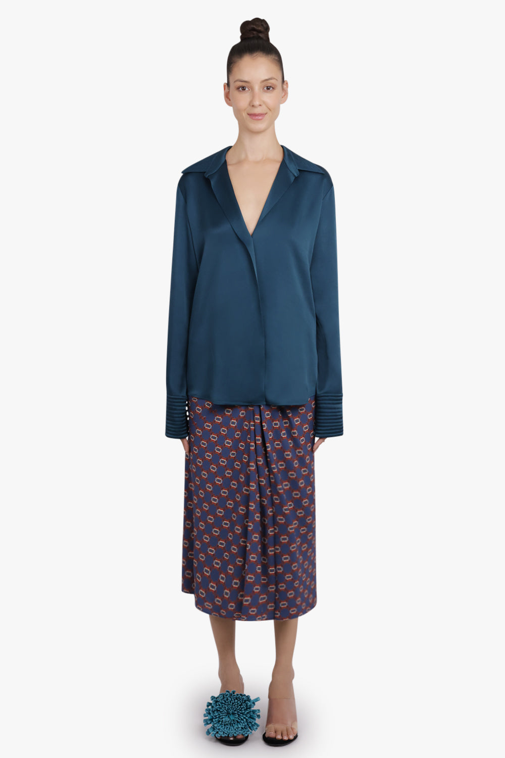 DRIES VAN NOTEN RTW Celinta Fluid L/S Shirt | Petrol Bue