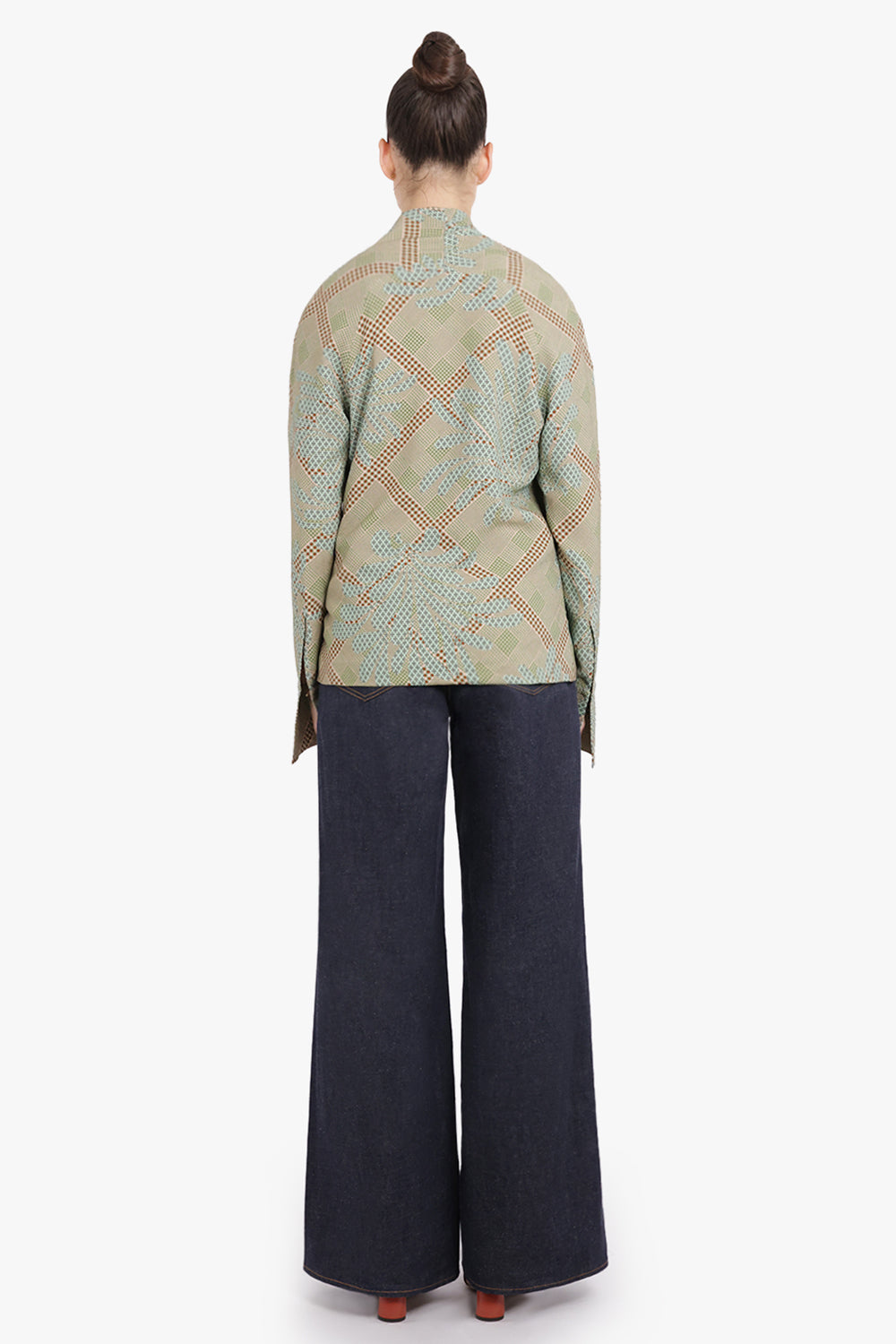DRIES VAN NOTEN RTW Celsey Layered Floral Motif L/S Blouse | Green/Multi