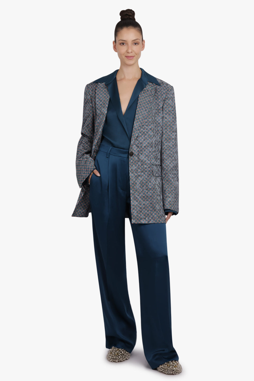 DRIES VAN NOTEN RTW Celinta Fluid L/S Shirt | Petrol Bue