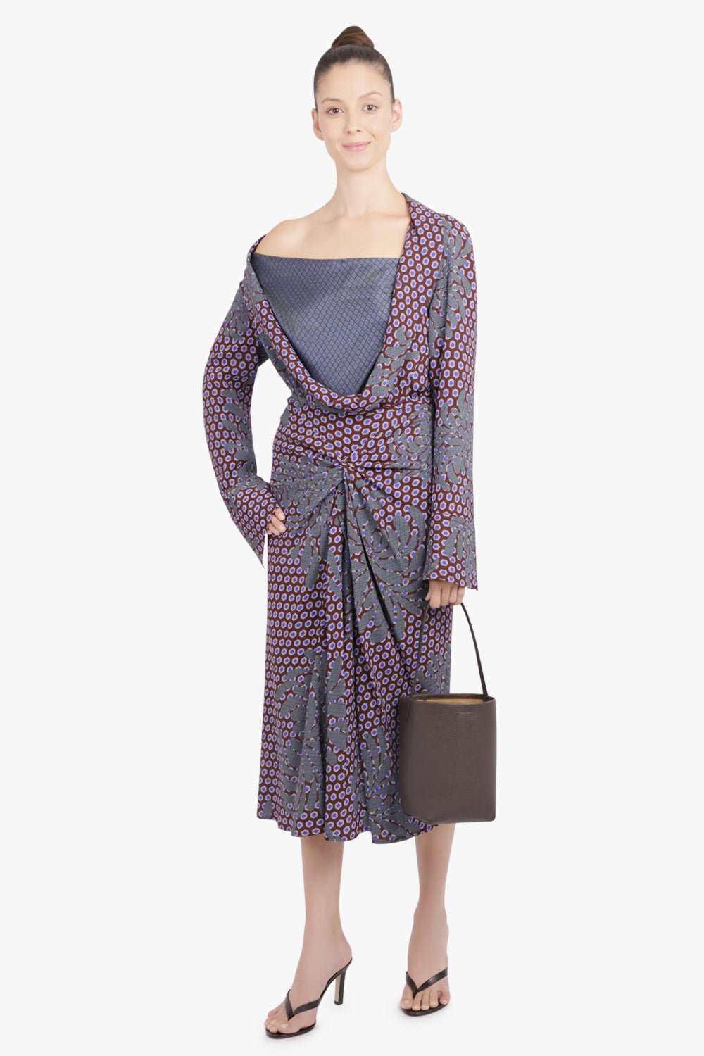 DRIES VAN NOTEN RTW Celsey Layered Floral Motif L/S Blouse | Purple/Blue