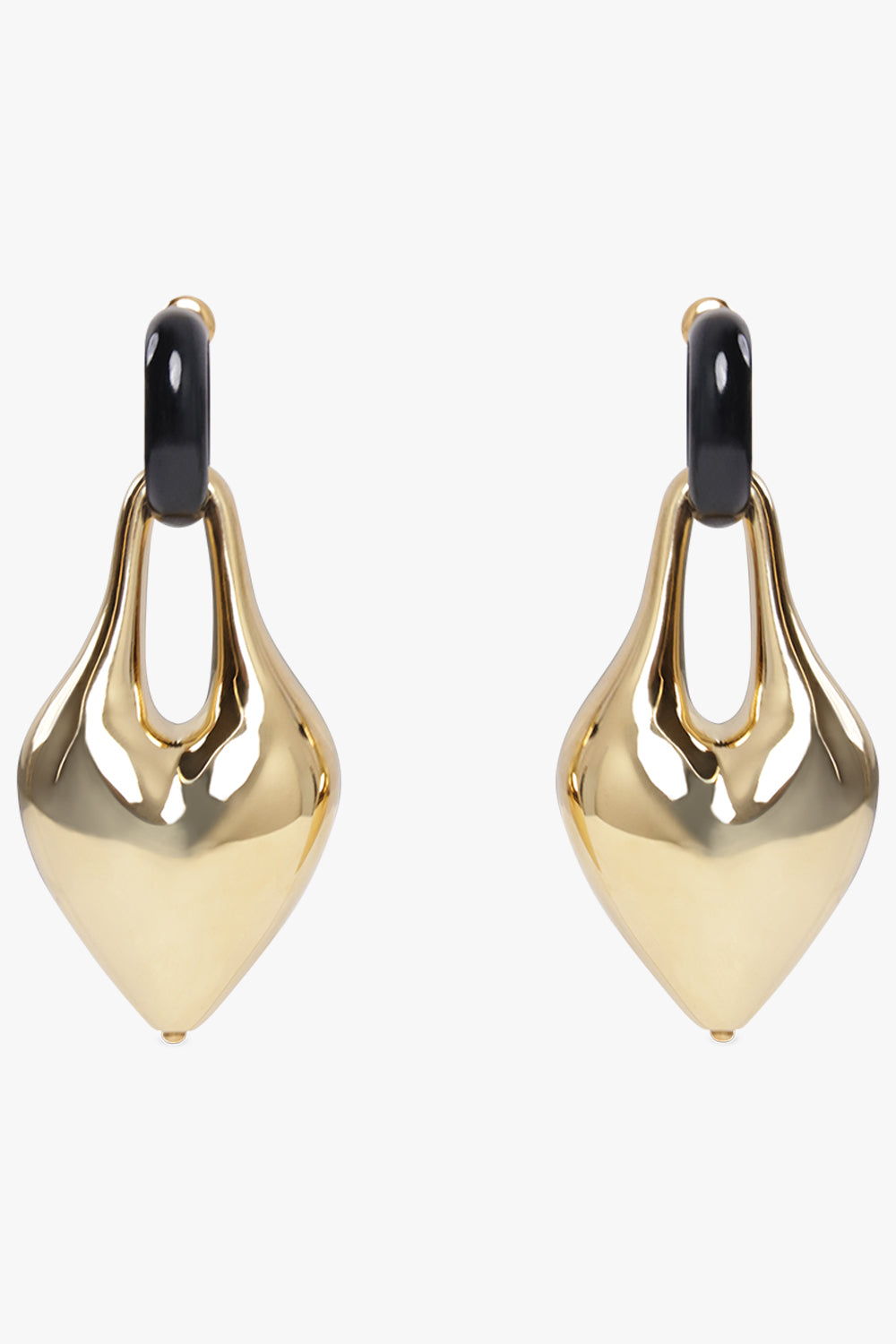 NINA RICCI JEWELLERY GOLD / Gold/Black Dripping Heart Earrings | Gold/Black