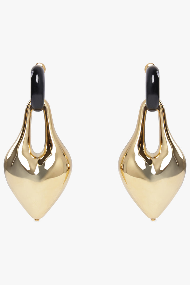 NINA RICCI JEWELLERY GOLD / Gold/Black Dripping Heart Earrings | Gold/Black