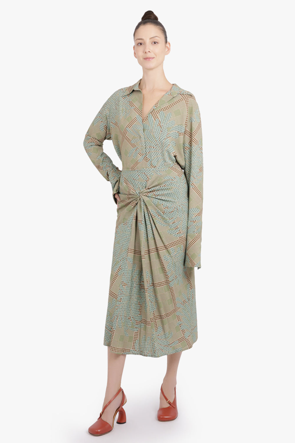 DRIES VAN NOTEN RTW Celindra Floral Motif L\S Shirt | Green/Multi