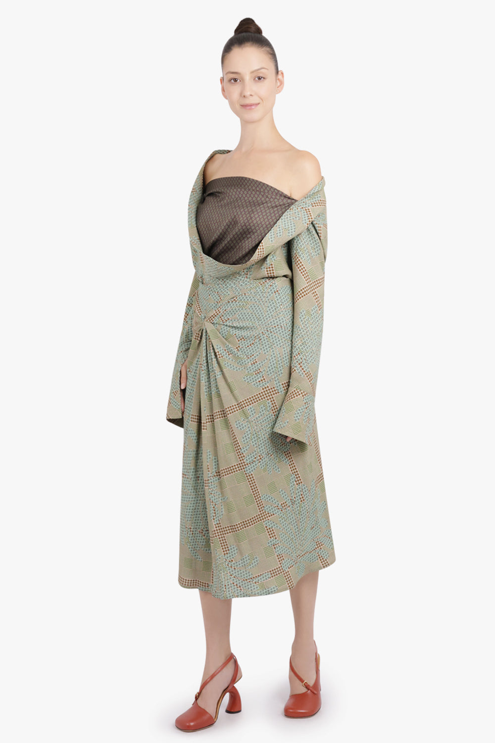 DRIES VAN NOTEN RTW Celsey Layered Floral Motif L/S Blouse | Green/Multi