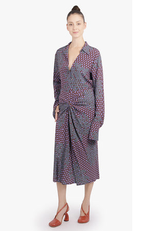 DRIES VAN NOTEN RTW Celindra Floral Motif L\S Shirt | Purple/Blue