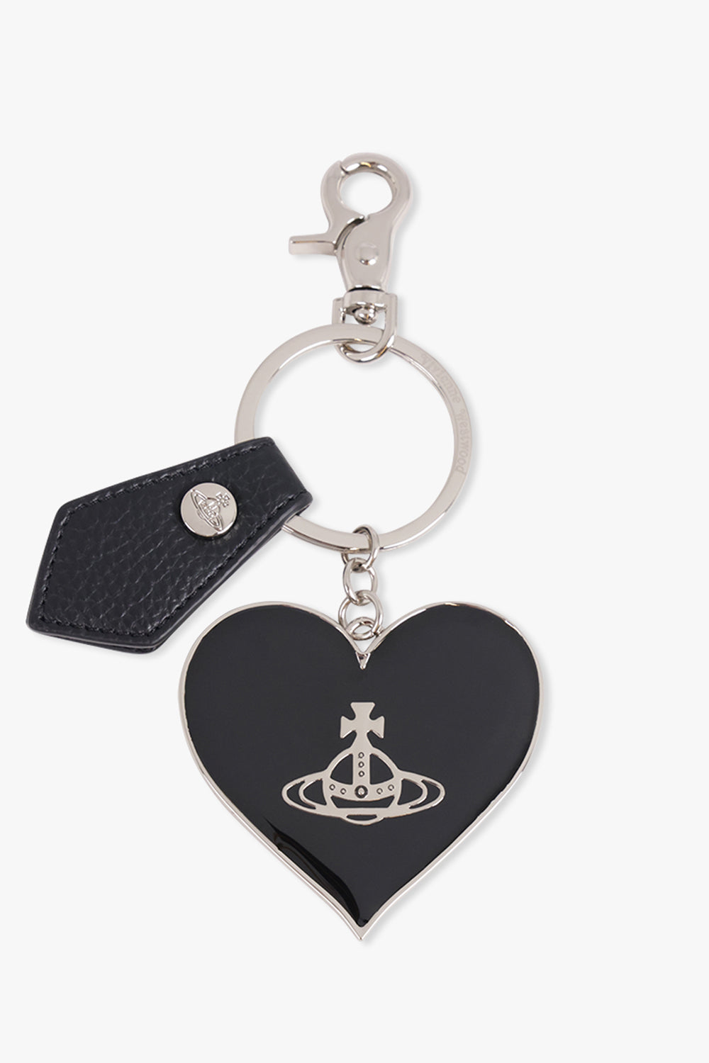 VIVIENNE WESTWOOD ACCESSORIES BLACK / Black/Silver Mirror Heart Silhouette Orb Keyring | Black/Silver