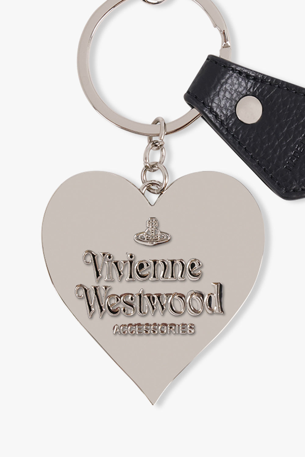 VIVIENNE WESTWOOD ACCESSORIES BLACK / Black/Silver Mirror Heart Silhouette Orb Keyring | Black/Silver
