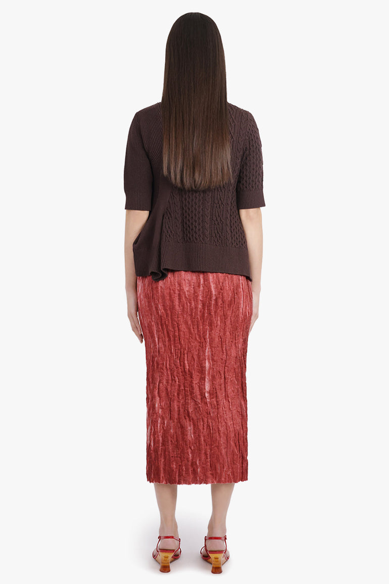 UMA WANG RTW Goop Relaxed Pleat Midi Skirt | Red