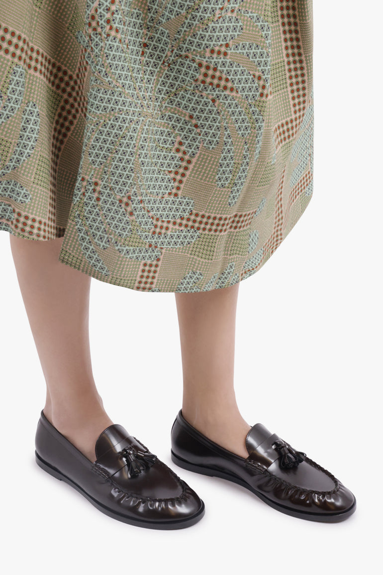 THE ROW SHOES Mens Style Shiny Tassel Loafer | Espresso