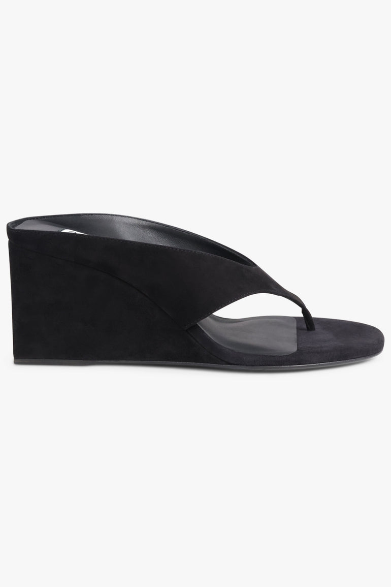 ALAIA SHOES Cube Suede 75mm Thong Mule | Black