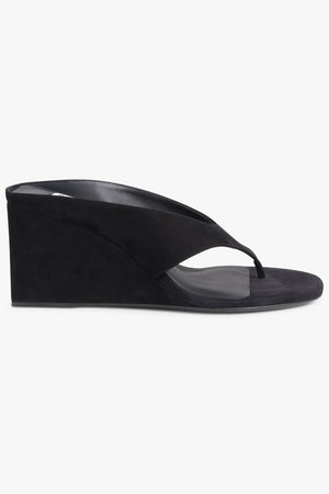 ALAIA SHOES Cube Suede 75mm Thong Mule | Black