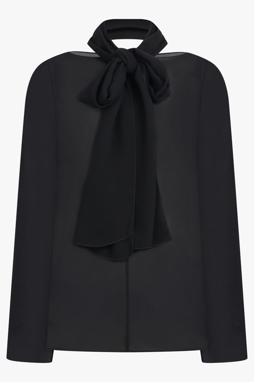ALAIA RTW Bow L/S Shirt With Scarf Collar | Black
