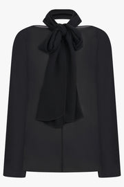 ALAIA RTW Bow L/S Shirt With Scarf Collar | Black