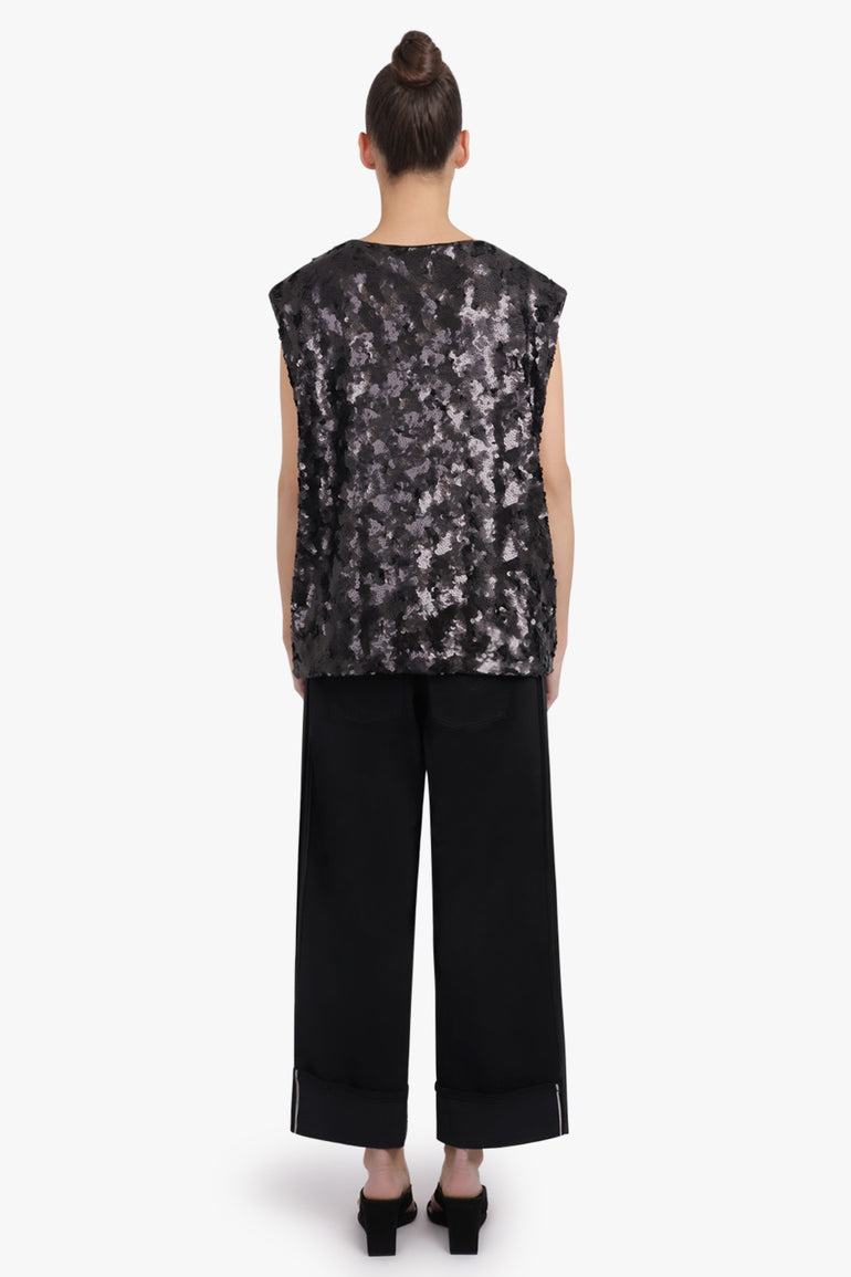 JUNYA WATANABE RTW Sleeveless Sequin Knit Top | Black