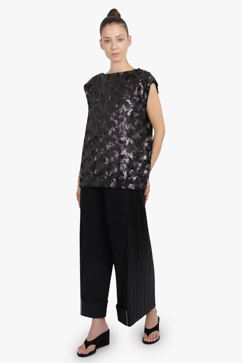 JUNYA WATANABE RTW Sleeveless Sequin Knit Top | Black