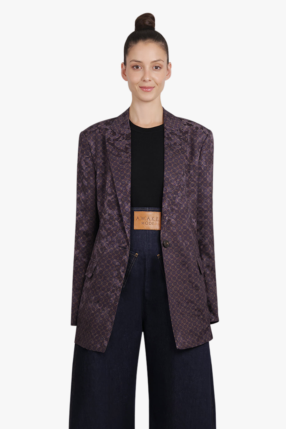 DRIES VAN NOTEN RTW Baftan Floral Motif Single Breast Jacket | Brown