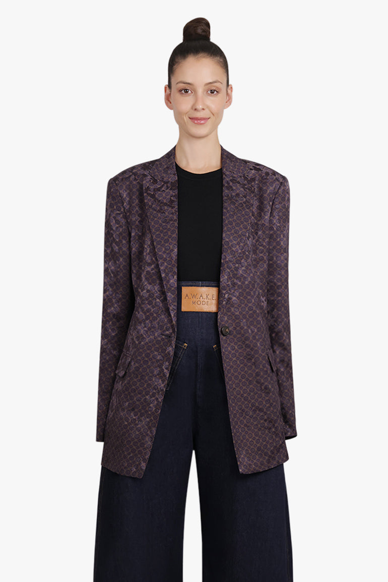 DRIES VAN NOTEN RTW Baftan Floral Motif Single Breast Jacket | Brown