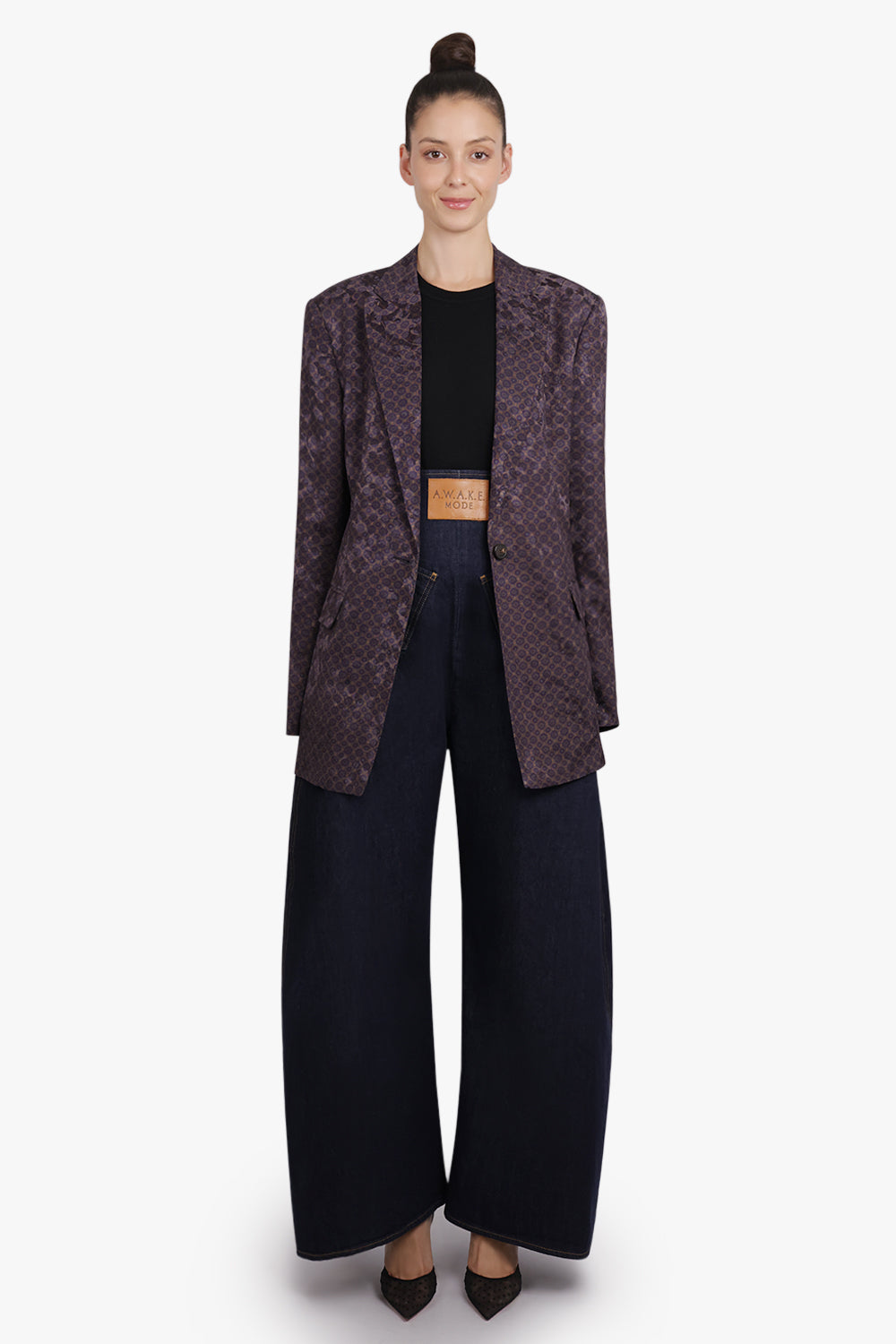 DRIES VAN NOTEN RTW Baftan Floral Motif Single Breast Jacket | Brown