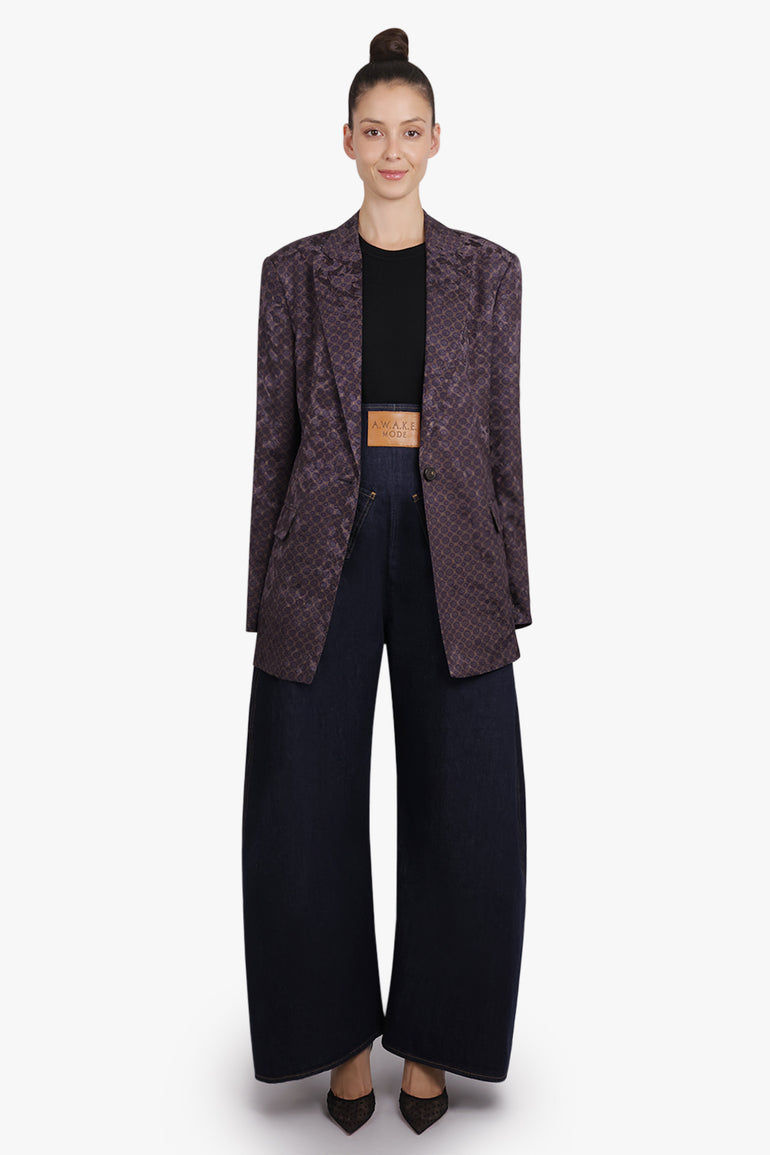 DRIES VAN NOTEN RTW Baftan Floral Motif Single Breast Jacket | Brown