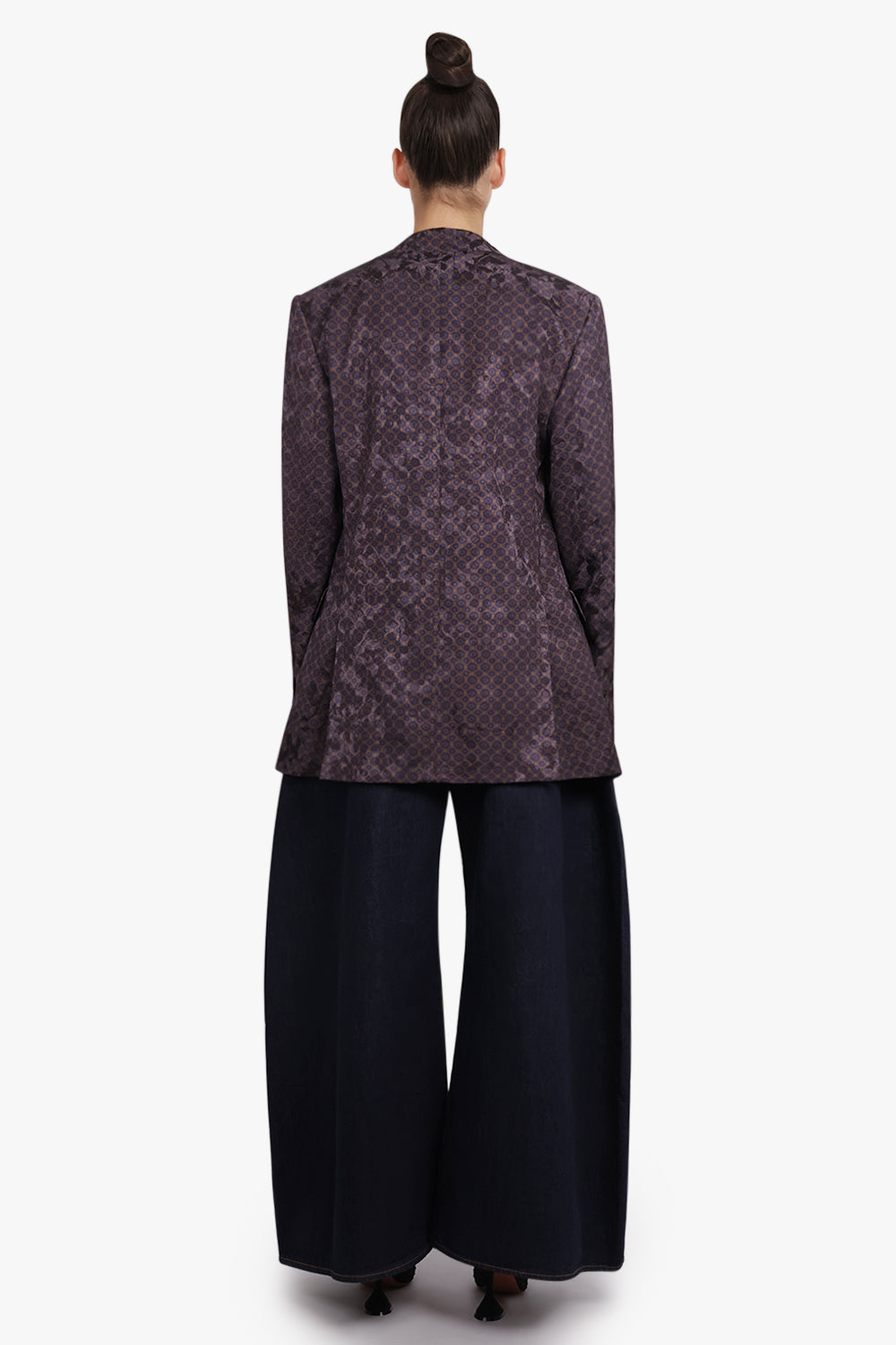 DRIES VAN NOTEN RTW Baftan Floral Motif Single Breast Jacket | Brown