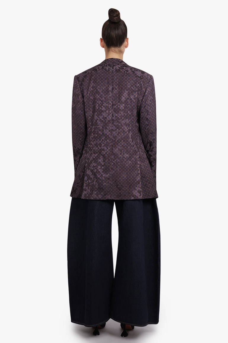 DRIES VAN NOTEN RTW Baftan Floral Motif Single Breast Jacket | Brown