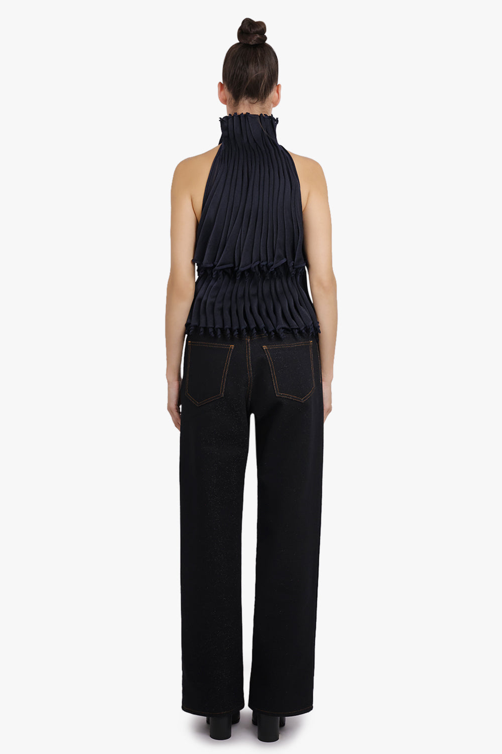 ALAIA RTW Stretch Belt Low-Waist Loose Denim Pants | Black